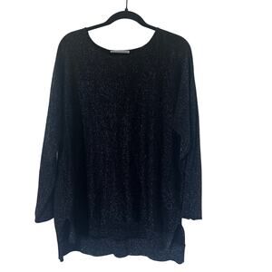 Michael Kors Black Silver Metallic Sparkle Sweater XL